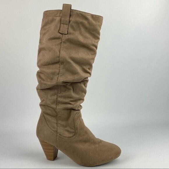 Call It Spring Heeled Boots Womens Size 7 Tan Zipper Long Boots - Picture 2 of 11